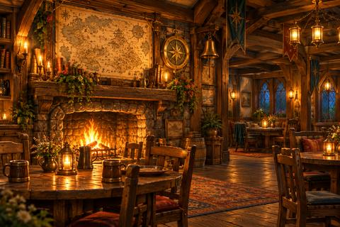 The hearth map and compass inside the Bell
